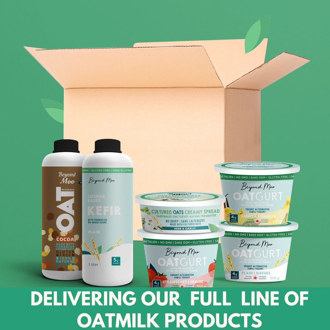 Oat-Based and Plant-Based Products, Kefir, OATgurt by Beyond Moo Foods.