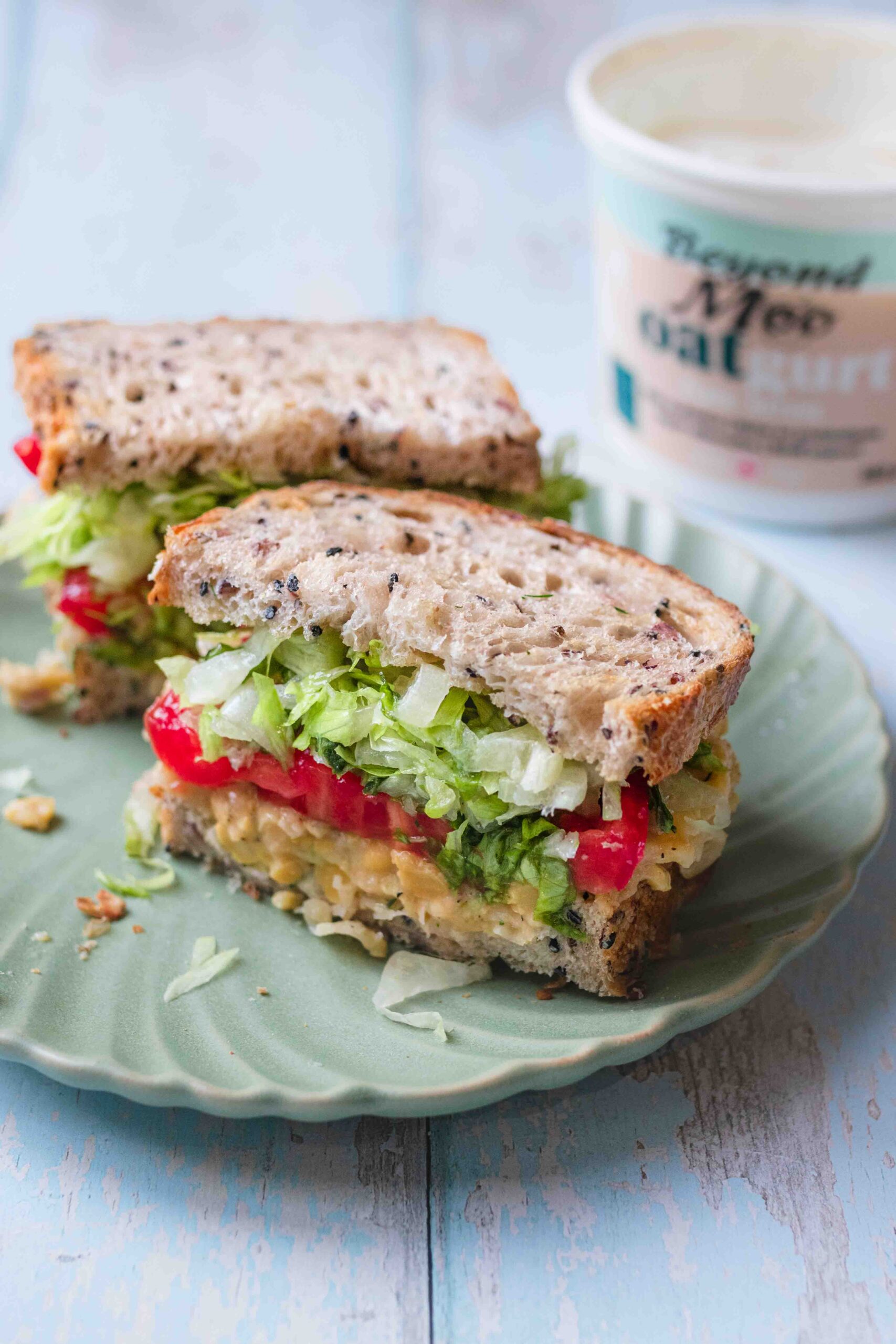 mashed chickpea salad sandwich