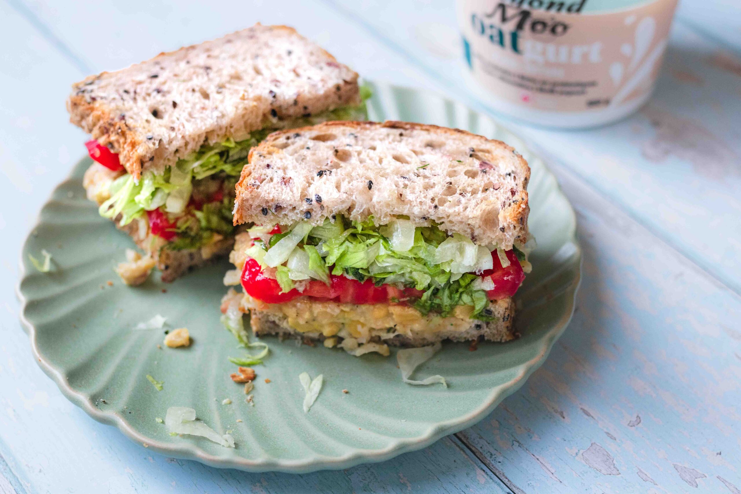 mashed chickpea salad sandwich