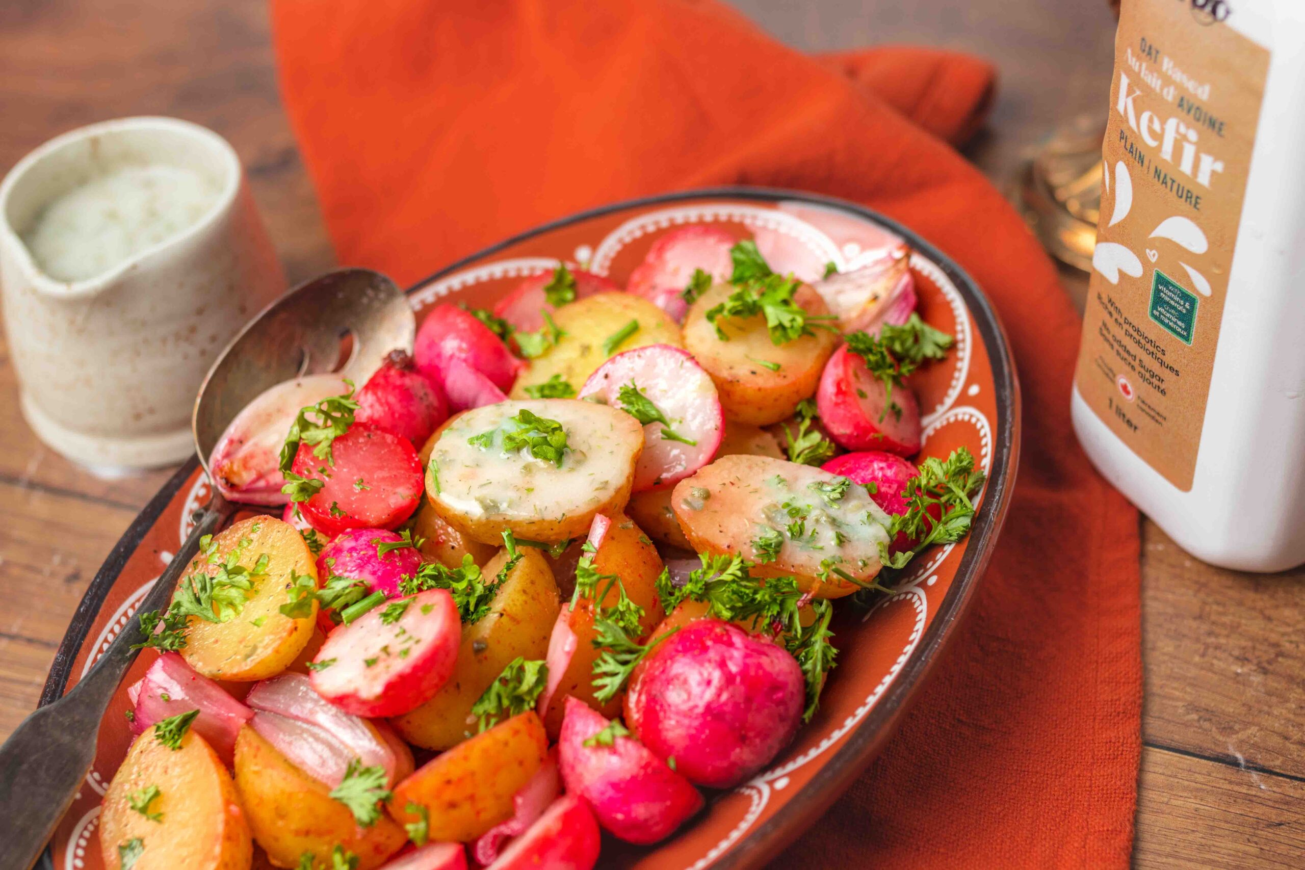 Easy Roasted Radish Salad with Dill Kefir Dressing